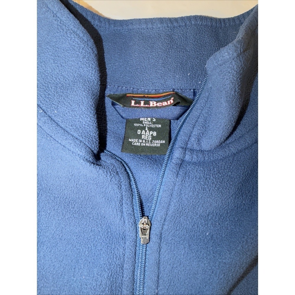 LL Bean Sweater Adult Large Blue & gray Fleece 1/4 Zip Long Sleeve Mens DAAP8 - Picture 2 of 12